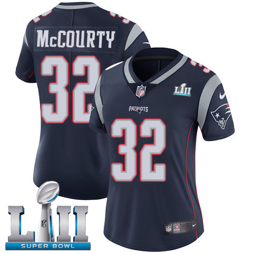 Nike Patriots #32 Devin McCourty Navy Blue Team Color Super Bowl LII Women's Stitched NFL Vapor Untouchable Limited Jersey